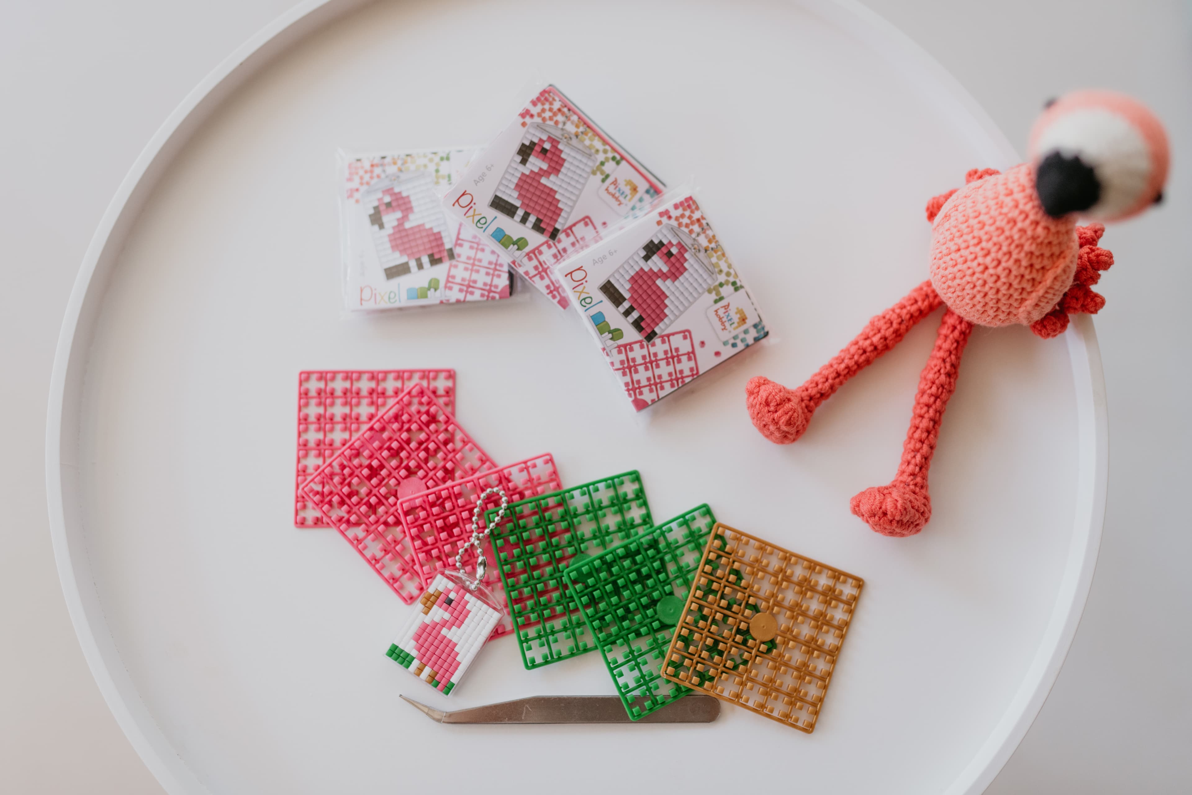 Pixelsleutelhangers flamingo
